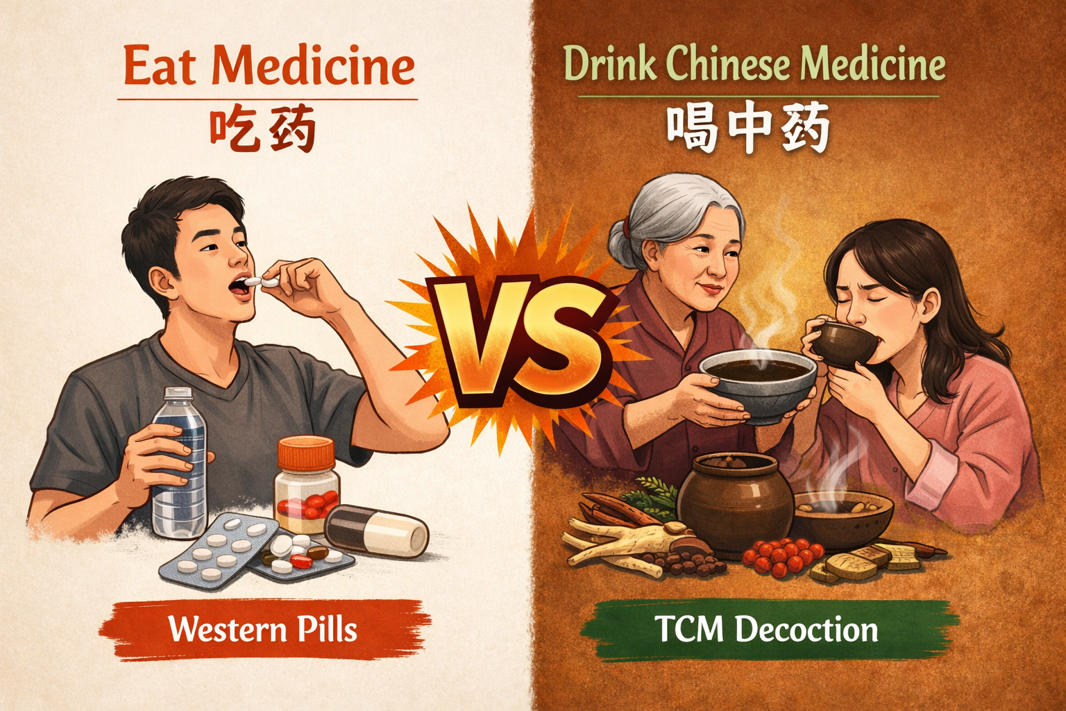 eat medicine vs drink chinese medicine